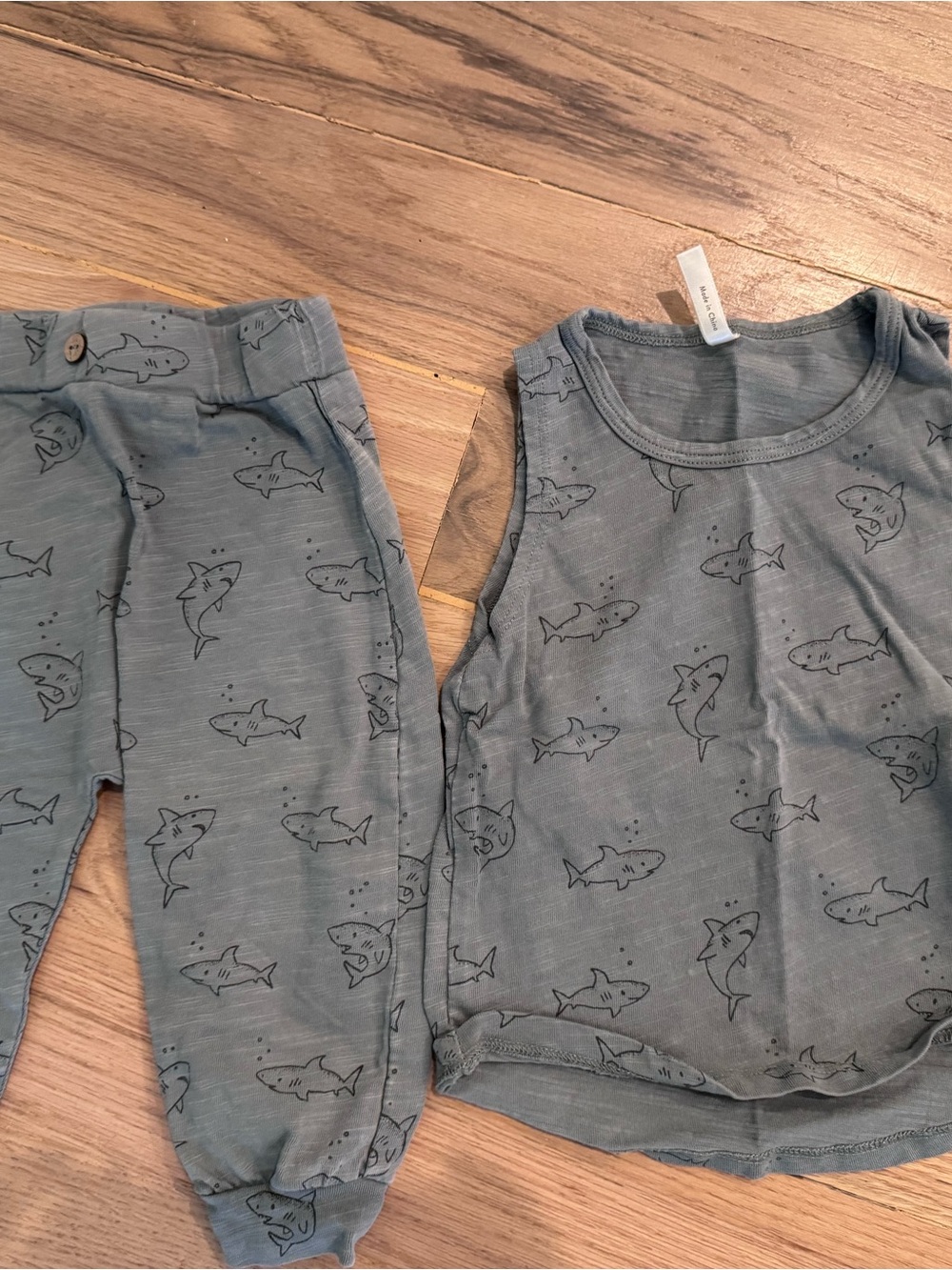 Rylee + Cru Gray Shark Print Kids Matching Set